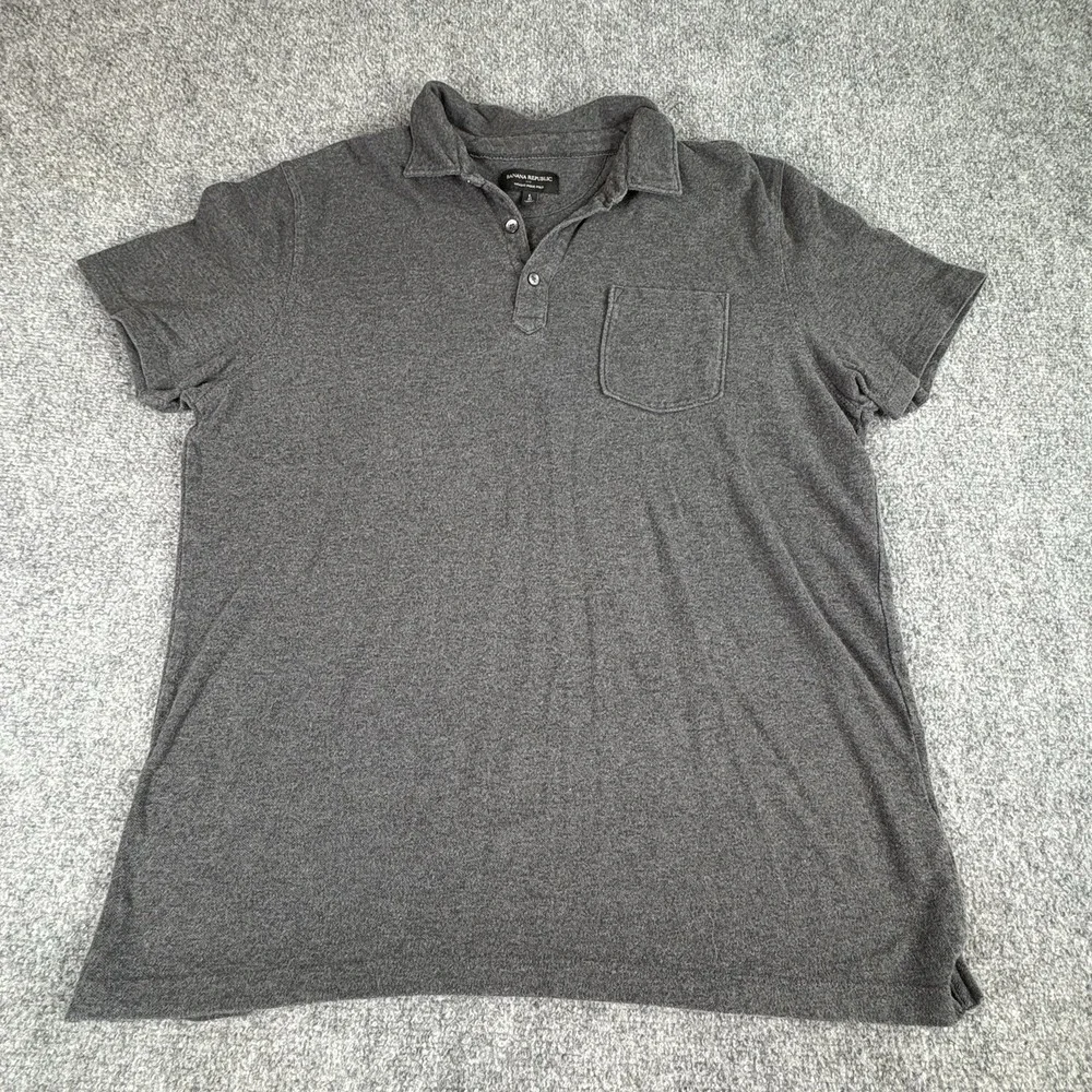 Banana Republic Polo Shirt Men's L‎ Charcoal Piqué Wicking Classic Golf Career